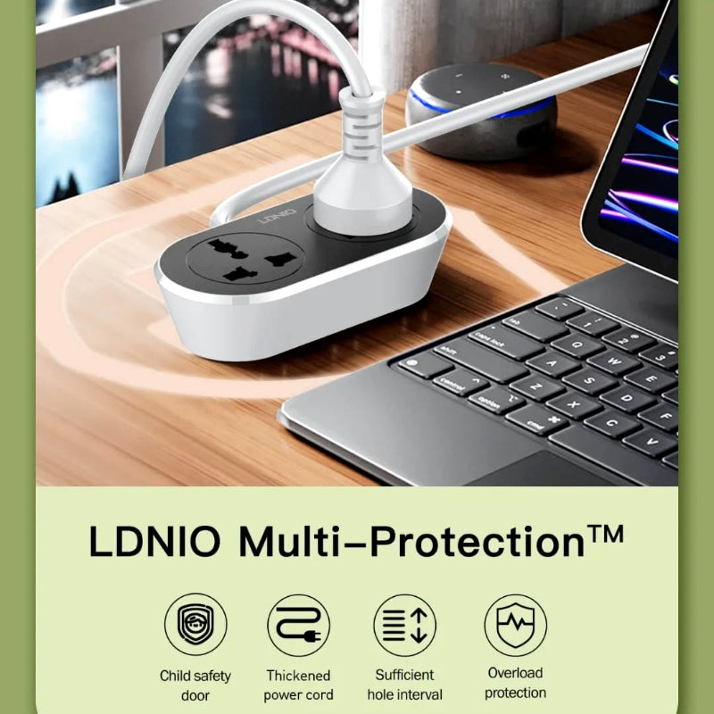 LDNIO SC-2018 10M 2 AC Outlet Universal Extension Power Socket
